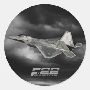 F-22 RAPTOR Classic Round Sticker Runt Klistermärke