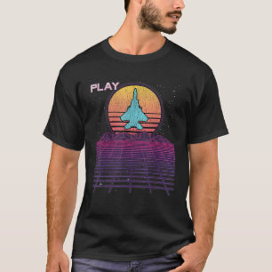 F 22 Raptor Fighter Jet F18 Synthwave Retrowave Ae T Shirt