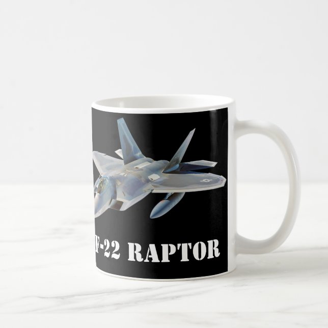 F-22 Raptor Fighter Jet på Black Kaffemugg (Höger)