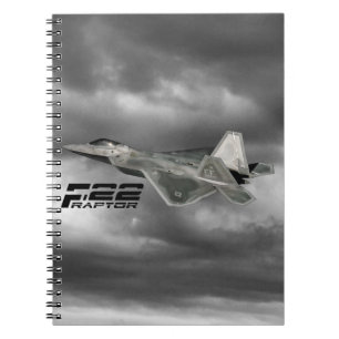 F-22-RAPTOR-fotopatbok (80 sidor B&W) Anteckningsbok Med Spiral