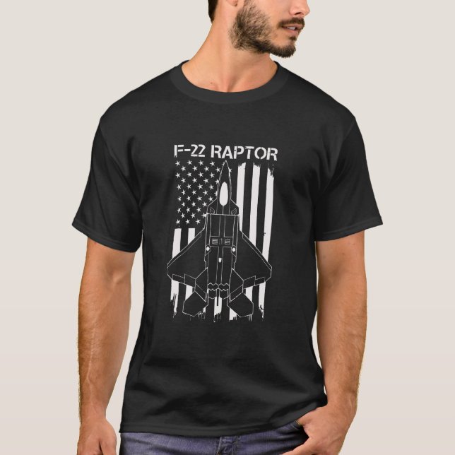 F-22 Raptor Jet flagga T Shirt (Framsida)