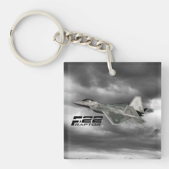 F-22 RAPTOR-kvadratisk (dubbla-sidig) nyckelkedja (Framsidan)