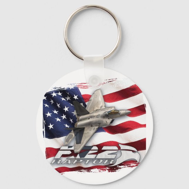 F-22 Raptor och amerikansk Flagga Nyckelring (Framsida)