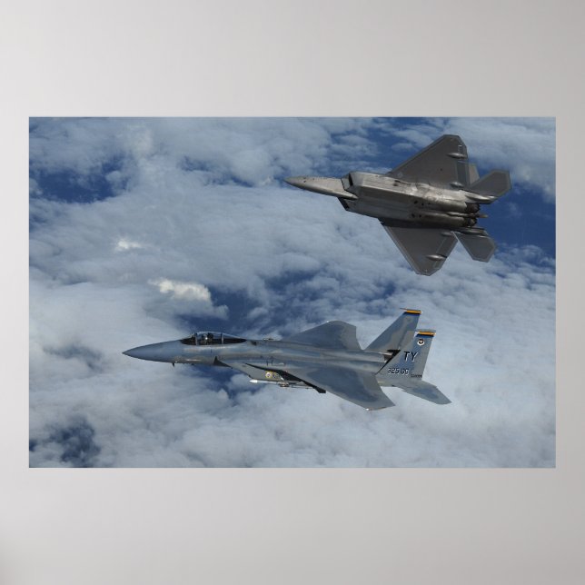 F-22 Raptor och F-15 strejka örn Poster (Framsidan)