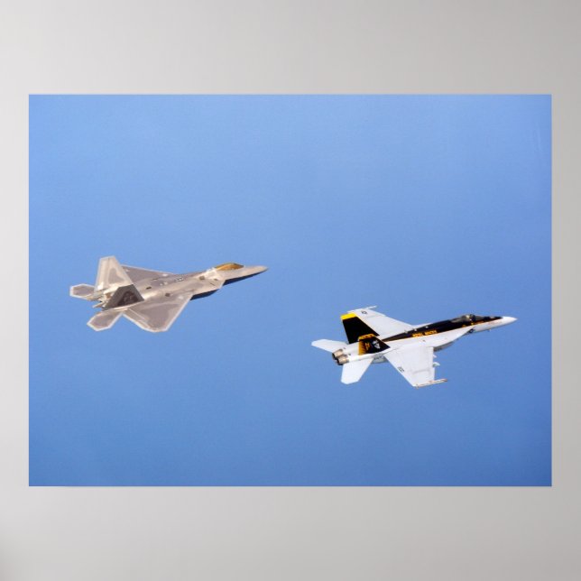 F-22 Raptor och FA-18 Toppen Hornet Poster (Framsidan)
