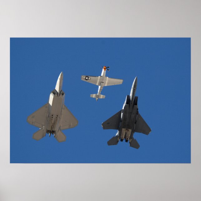 F-22 Raptor, P-51 Mustang och F-15 Eagle Poster (Framsidan)