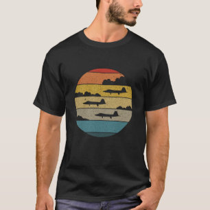 F-22 Raptor Silhouette Retro Sunset in Clouds F22 T Shirt