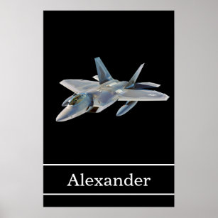 F-22 Raptorbekämpning Jet med Namn Poster
