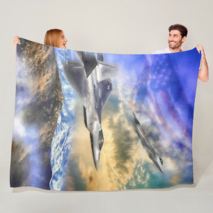 F-22-RAPTORER ÖVER AMERIKA FLEECE BLANKET