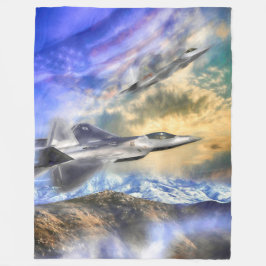 F-22-RAPTORER ÖVER AMERIKA FLEECE BLANKET