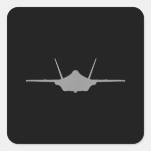 F-35 A JSF Lightning II Aircraft Silhouette och Tr Fyrkantigt Klistermärke