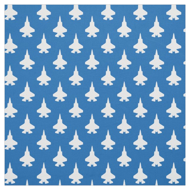 F-35 Blixt 2 Fighter Jet White Blue Tyg (Provkarta)
