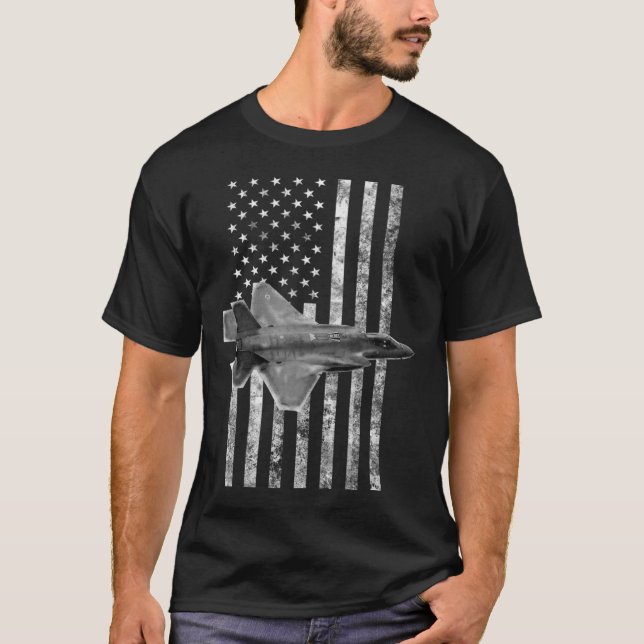 F-35 Blixt II American USA flagga Tee - Militär (Framsida)
