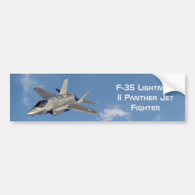 F-35 Blixt II Panther Jet Fighter i Himlar Bildekal (Framsidan)