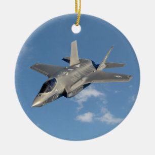 F-35 Blixt II Panther Jet Fighter i Himlar Julgransprydnad Keramik