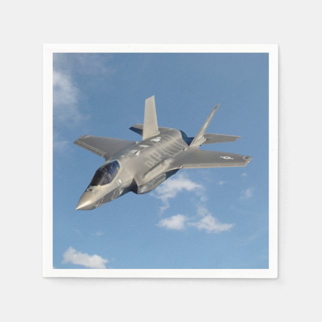 F-35 Blixt II Panther Jet Fighter i Himlar Pappersservett (Framsidan)