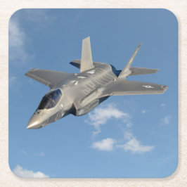 F-35 Blixt II Panther Jet Fighter i Himlar Underlägg Papper Kvadrat