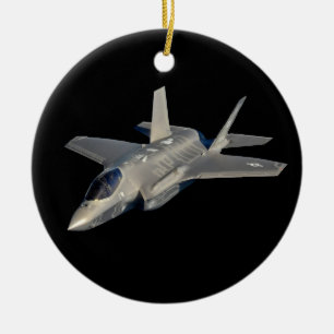 F-35 Blixt II Panther Jet Fighter Julgransprydnad Keramik