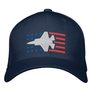 F-35 Fighter Jet Stars och stripes i Red White Broderad Keps