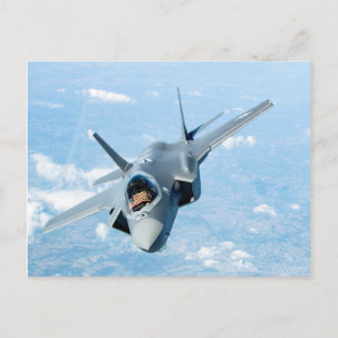 F-35 Fighter med amerikansk Flagga Vykort