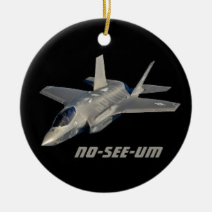 F-35 No-See-Um Jet Fighter Julgransprydnad Keramik