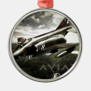 F-4 Phantom Fighter Jet Julgransprydnad Metall