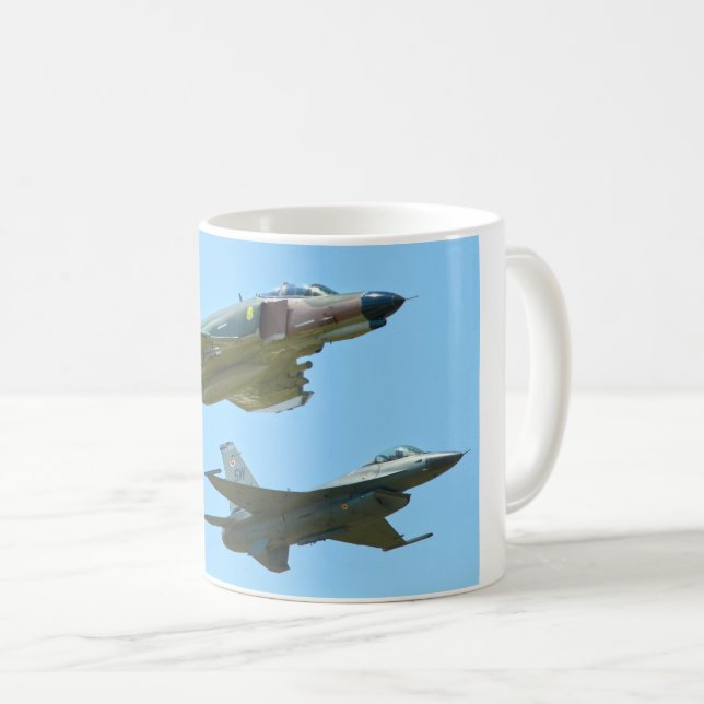 F-4 PHANTOM och F-16 FIGHTING FALCON Kaffemugg (Framsida höger)