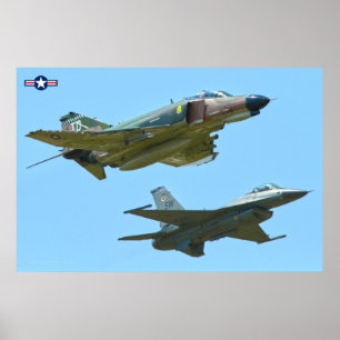 F-4 PHANTOM och F-16 FIGHTING FALCON Poster