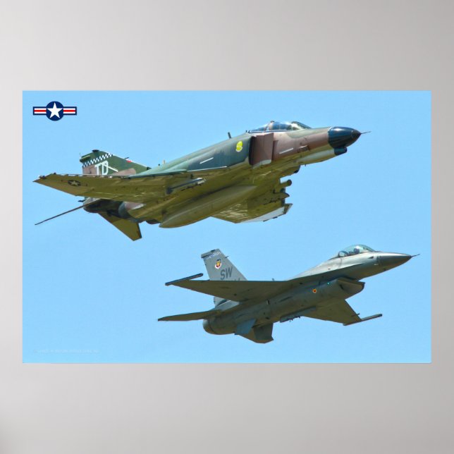 F-4 PHANTOM och F-16 FIGHTING FALCON Poster (Framsidan)