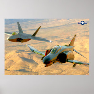F-4 PHANTOM- och F-22-RAPTOR-FORMATIONSFLYGNING Poster