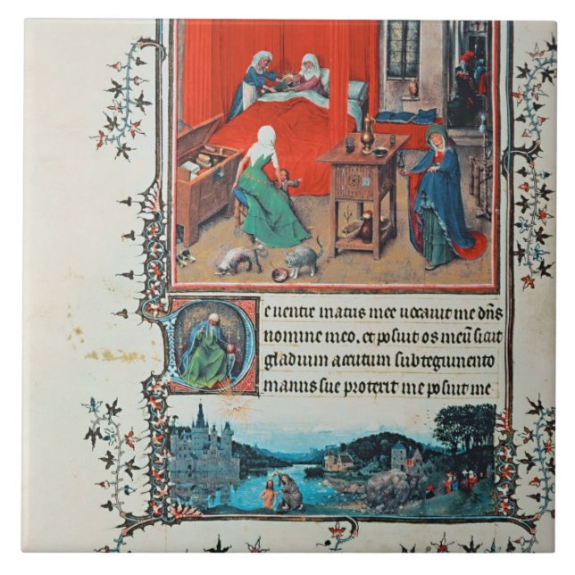 f.93v födelsen av John The Baptist och Baptisen Kakelplatta (Framsidan)