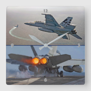F/A-18 TOPPEN HORNET FYRKANTIG KLOCKA