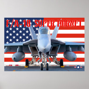 F/A-18 TOPPEN HORNET US-FLAGGA POSTER