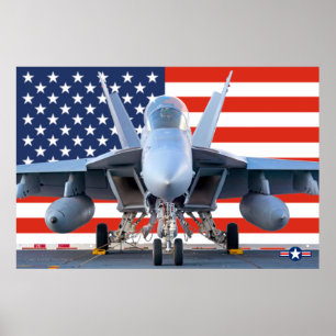 F/A-18 TOPPEN HORNET US-FLAGGA POSTER