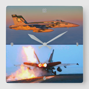 F/A-18C HORNET EFTERBURNER FYRKANTIG KLOCKA