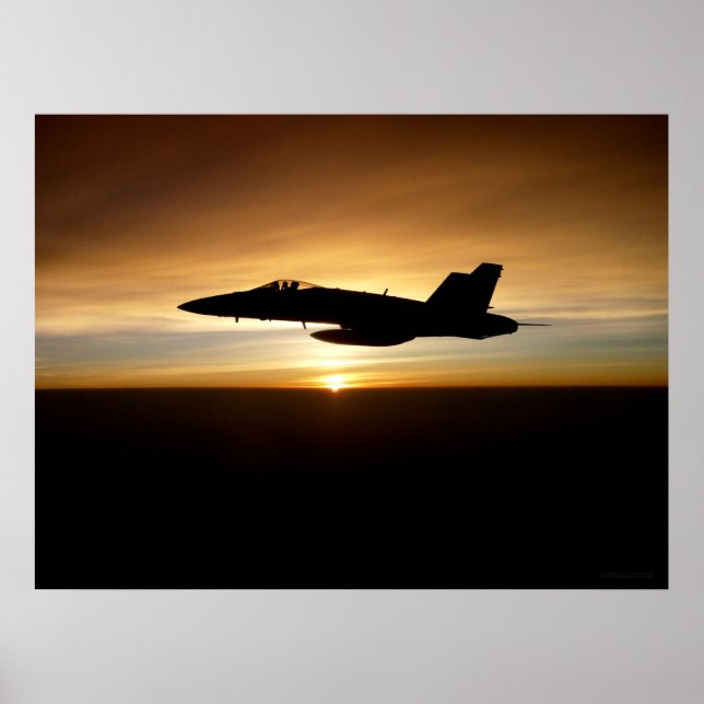 F/A-18C vid solnedgång Poster (Framsidan)