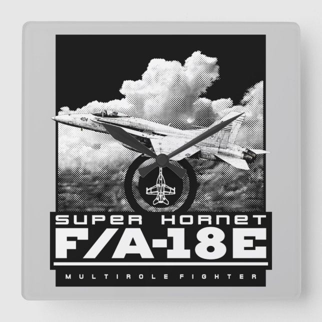 F/A-18E Toppen Hornet Fyrkantig Klocka (Framsida)