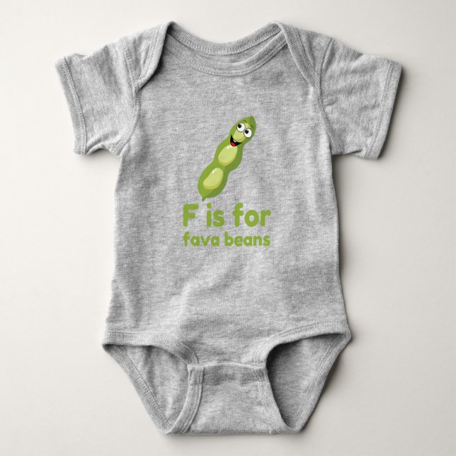 F är för FAVA BEANS Grönt Veggie Alphabet F T Shirt (Framsida)
