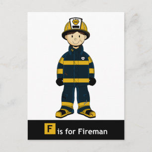 F är för Fireman Postcard Vykort