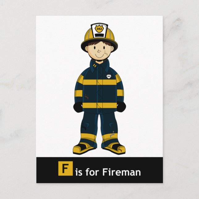 F är för Fireman Postcard Vykort (Framsida)