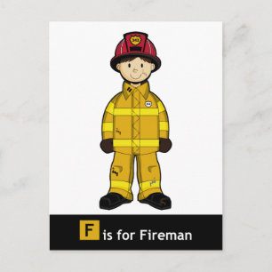 F är för Fireman Postcard Vykort