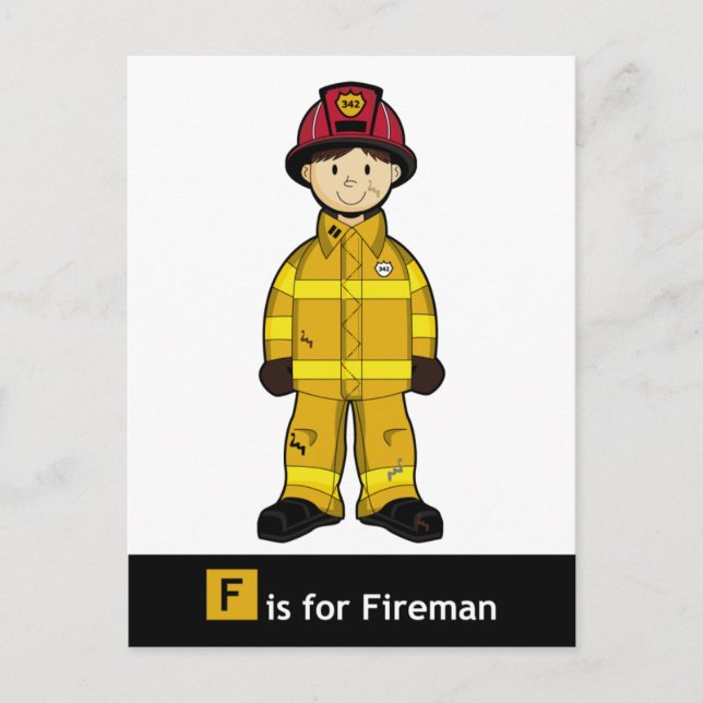 F är för Fireman Postcard Vykort (Framsida)