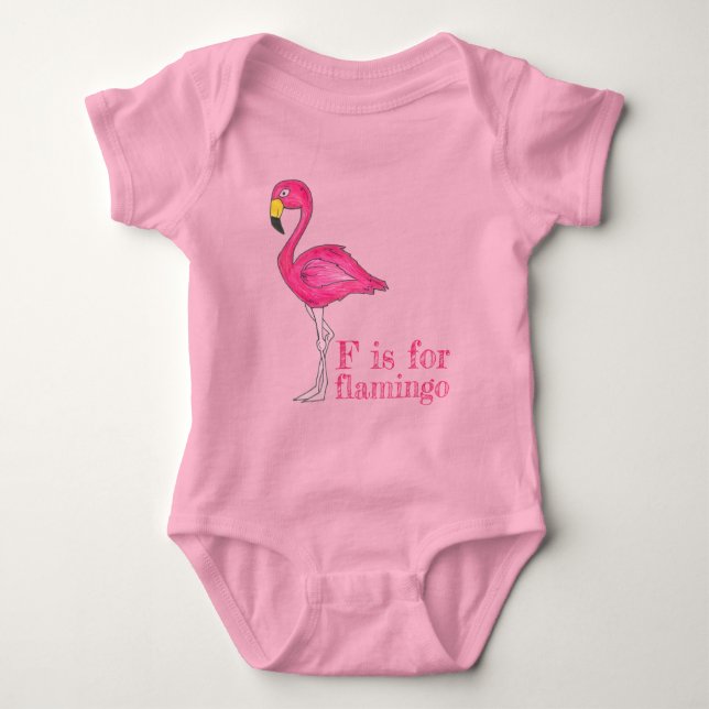 F är för Flamingo Rosa Flamingoes Tropical Bird T-shirt (Framsida)