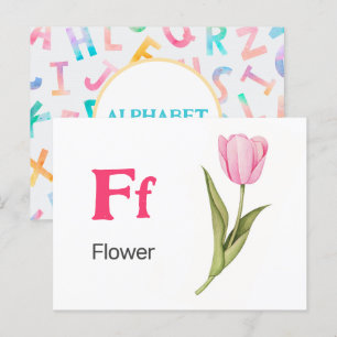 F är för Flower - Alphabet Flash Card Vykort