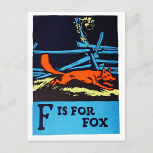 F är för Fox ABC 1923 Vintage Alphabet Postcard Vykort