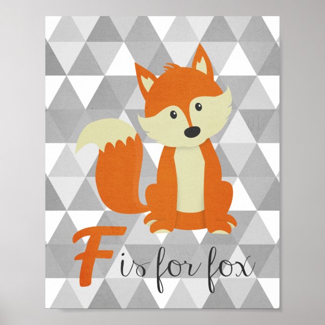 F är för Fox Nursery Wall Art Poster (Framsidan)