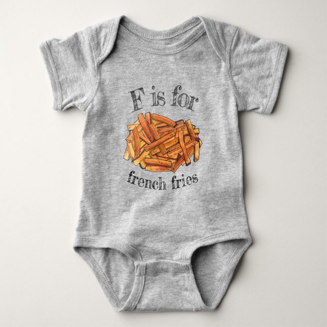 F är för Fransk Fry Fries Fried Potatis Junk Food T Shirt (Framsida)