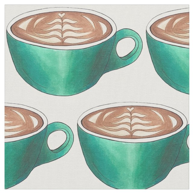 F är för plattvit lax Cappuccino-kaffe Kopp Tyg (Närbild)