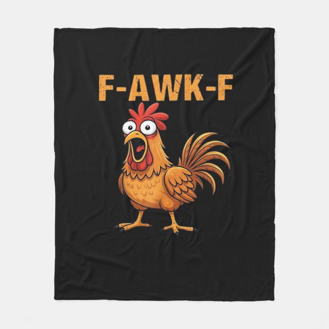 F-Awk-F Chicken F-Caw-F Rooster Funny Humor Meme Fleecefilt (Framsidan)