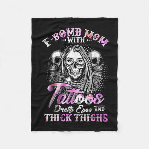 F-bomb Mamma med Tattoos Söt Öga och tjockt tänkan Fleecefilt
